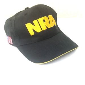 NRA Black/ Gold Hat With American Flag Like New
